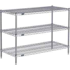 Nexel 3 Shelf, Nexelate Silver Epoxy Wire Shelving Unit, Starter, 60"W x 14"D x 34"H
