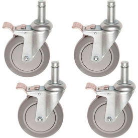 Nexel CA5BP4 (4) Swivel Brake Stem Casters, 5" Polyurethane, Set of (4), 1200 lb Capacity