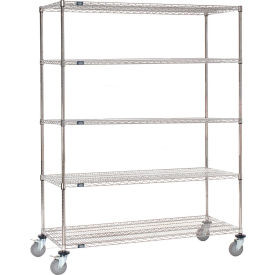 Nexel Chrome Wire Shelf Truck w/Brakes, 1200 lb. Capacity, 48"L x 24"W x 72"H
