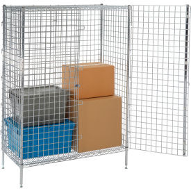 Nexel 1-Tier 2 Door Security Wire Shelving Unit, 1 Shelf, 48"Wx18"Dx66"H, Chrome, Unassembled