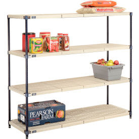 Nexel Nexelite 4 Shelf, Vented Plastic Mat Shelving Unit, Starter, 60"W x 18"D x 54"H
