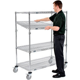 Nexel E-Z Adjust Wire Shelf Truck w/Brakes, 1200 lb. Capacity, 48"L x 24"W x 69"H