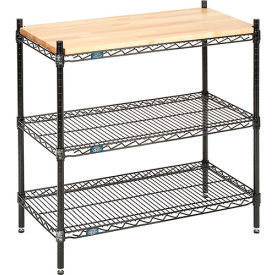 Nexel 3 Shelf, Black Epoxy Wire Shelving Display Unit, Starter, 48"W x 24"D x 34"H