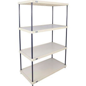 Nexel 4 Shelf, Solid Plastic Shelving Unit, Nexelon Posts, 48"W x 24"D x 74"H