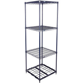 Nexel 4 Shelf, Nexelon Blue Wire Shelving Unit, Starter, 1 HD Shelf, 24"W x 24"D x 74"H
