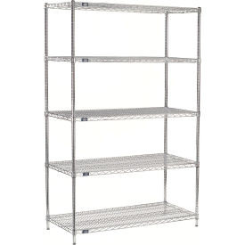 Nexel 5 Shelf, Chrome ESD Wire Shelving Unit, Starter, 54"W x 24"D x 74"H