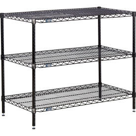 Nexel 3 Shelf, Black Epoxy Wire Shelving Unit, Starter, 24"W x 21"D x 34"H