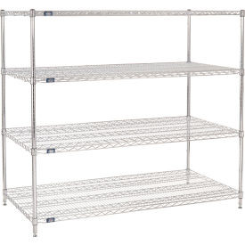 Nexel 4 Shelf, Chrome Wire Shelving Unit, Starter, 72"W x 30"D x 54"H