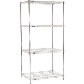 Nexel 4 Shelf, Chrome Wire Shelving Unit, Starter, 36"W x 24"D x 86"H