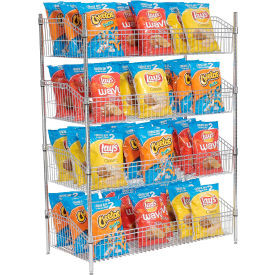 Nexel 4 Shelf, Chrome Basket Wire Shelving Unit, Starter, 48"W x 18"D x 63"H