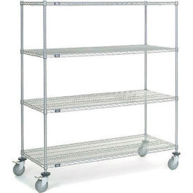 Nexel 4 Shelf Truck, Chrome, 60"W x 24"D x 69"H, Polyurethane Swivel Casters, 2 Brakes