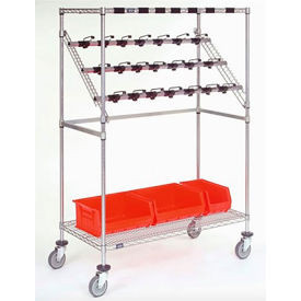 Nexel Chrome Catheter Procedure Cart, 5" Swivel Casters (2 with Brakes), 24"L x 60"W x 68"H