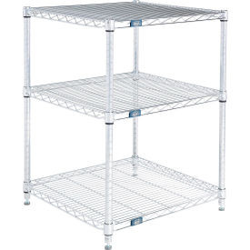 Nexel 3 Shelf, Chrome Wire Shelving Unit, Starter, 24"W x 21"D x 34"H