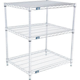 Nexel 3 Shelf, Chrome Wire Shelving Unit, Starter, 30"W x 24"D x 34"H