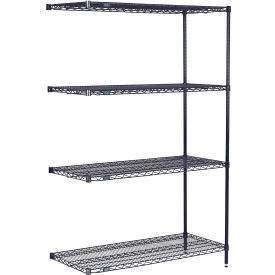 Nexel 4 Shelf, Nexelon Blue Wire Shelving Unit, Add On, 48"W x 21"D x 74"H