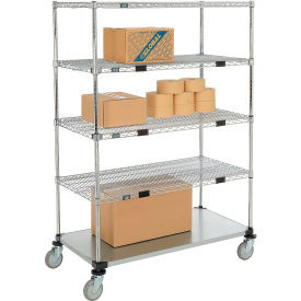 Nexel Open Sided Wire Stock Picker Truck w/5 Shelves, 800 lb. Capacity, 48"L x 24"W x 69"H
