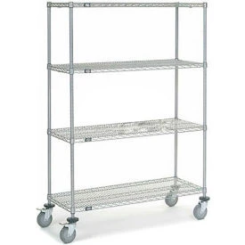Nexel 4 Shelf Truck, Chrome, 48"W x 18"D x 69"H, Polyurethane Swivel Casters, 2 Brakes