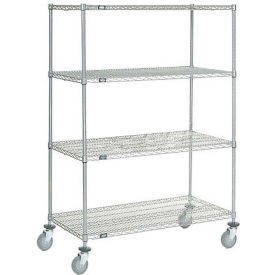 Nexel 4 Shelf Truck, Chrome, 48"W x 24"D x 69"H, Polyurethane Swivel Casters