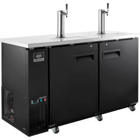 Nexel Beer Dispenser Cooler w/ 2 Single Tap Dispensers, 15.8 Cu. Ft., Black