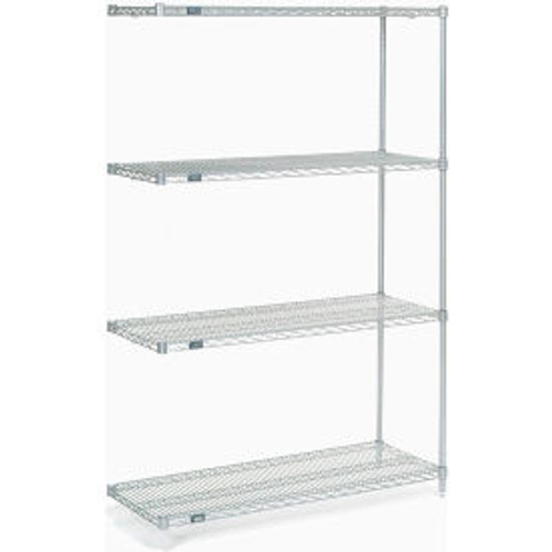 Nexel Poly-Z-Brite, 4 Tier, Wire Shelving Add-On Unit, 48"W x 18"D x 54"H