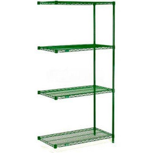Nexel Poly-Green, 4 Tier, Wire Shelving Add-On Unit, 36"W x 24"D x 63"H
