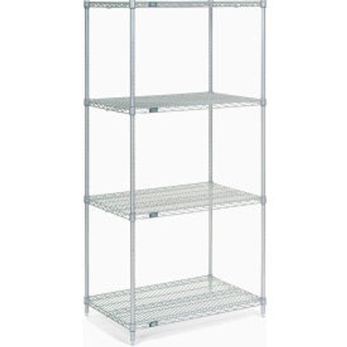 Nexel Poly-Z-Brite, 4 Tier, Wire Shelving Starter Unit, 30"W x 24"D x 86"H