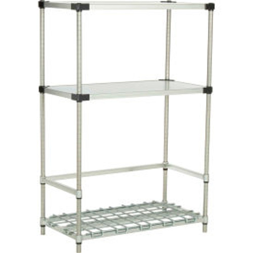 Nexel Poly-Z-Brite 3-Shelf Container/Keg Rack w/ 2-Solid Shelves, 48"W x 18"D x 54"H
