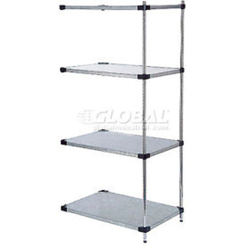 Nexel Galvanized Steel, 4 Tier, Solid Shelving Add-On Unit, 42"Wx24"Dx54"H