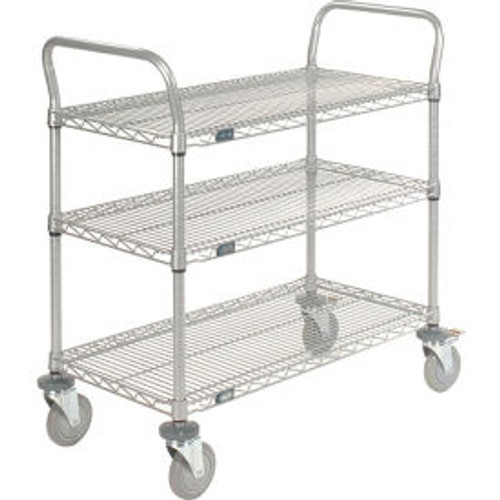 Nexel Utility Cart w/3 Shelves & Poly Brake Casters, 1200 lb. Cap, 48"L x 21"W x 39"H