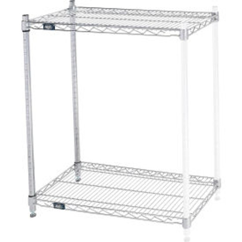 Nexel Chrome, 2 Tier, Wire Shelving Add-On Unit, 30"W x 14"D x 34"H