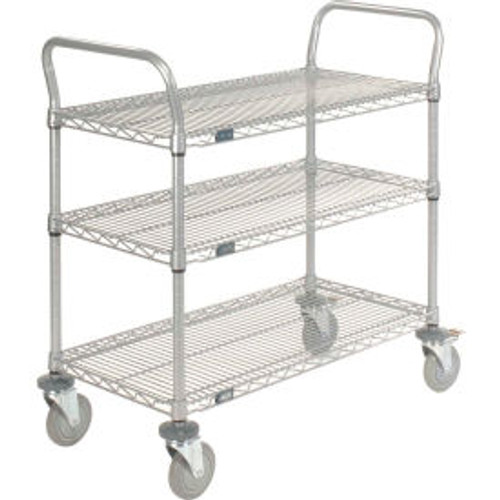 Nexel Utility Cart w/3 Shelves & Poly Brake Casters, 1200 lb. Cap, 36"L x 18"W x 39"H