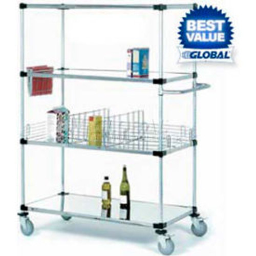 Nexel Stainless Steel Shelf Truck w/Brakes, 1200 lb. Capacity, 48"L x 18"W x 92"H