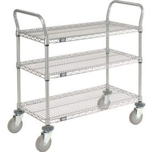 Nexel Utility Cart w/3 Shelves & Poly Casters, 1200 lb. Capacity, 30"L x 18"W x 39"H