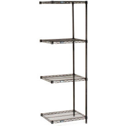 Nexel Black Epoxy, 5 Tier, Wire Shelving Add-On Unit, 48"W x 24"D x 74"H