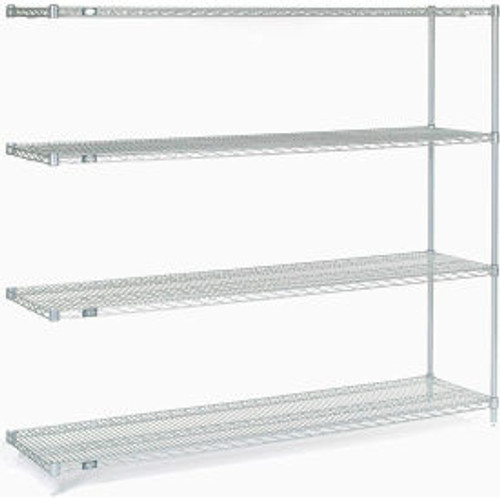 Nexel Poly-Z-Brite, 4 Tier, Wire Shelving Add-On Unit, 72"W x 18"D x 63"H