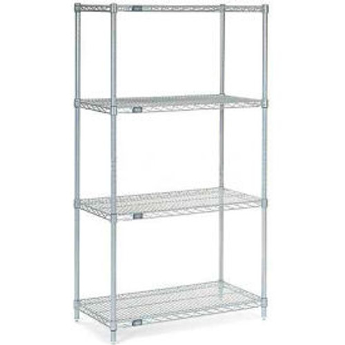 Nexel, Nexelate, Silver Epoxy, 4 Tier, Wire Shelving Starter Unit, 54"W x 24"D x 63"H