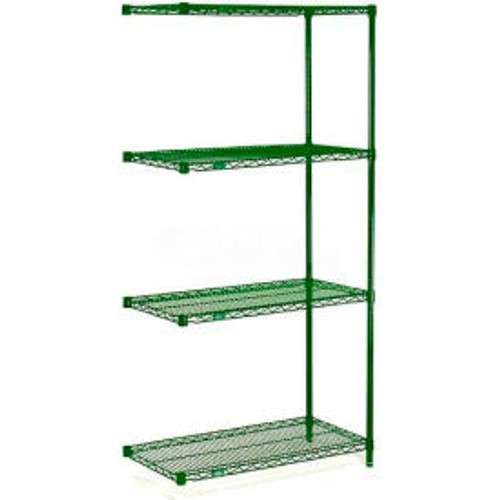 Nexel Poly-Green, 4 Tier, Wire Shelving Add-On Unit, 60"W x 24"D x 74"H