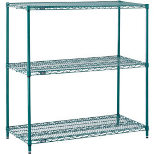 Nexel Poly-Green, 3 Tier, Wire Shelving Starter Unit, 42"W x 24"D x 34"H