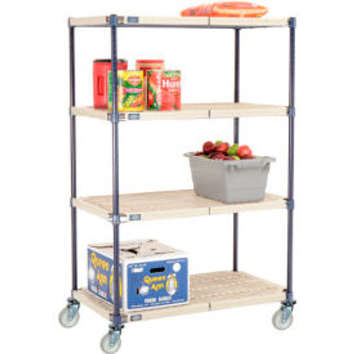 Nexelite Plastic Mat Shelf Truck w/Poly Swivel Casters, 36"L x 18"W x 60"H, White