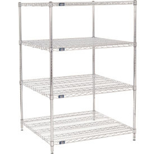 Nexel Chrome, 4 Tier, Wire Shelving Starter Unit, 36"W x 36"D x 63"H