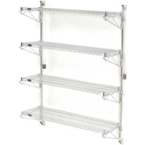 Nexel Chrome Wall Mount Wire Shelving 30"W x 14"D x 63"H 4 - Shelf Starter