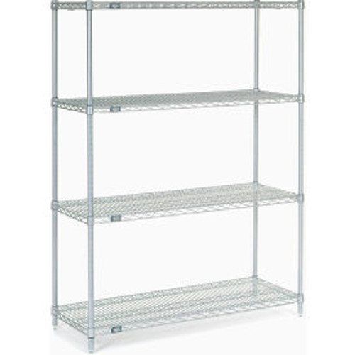 Nexel Poly-Z-Brite, 4 Tier, Wire Shelving Starter Unit, 48"W x 18"D x 63"H