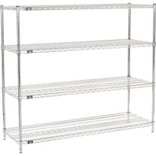 Nexel Chrome, 4 Tier, Wire Shelving Starter Unit, 60"W x 21"D x 63"H