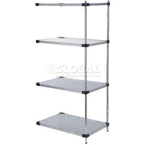 Nexel Galvanized Steel, 4 Tier, Solid Shelving Add-On Unit, 72"Wx18"Dx63"H