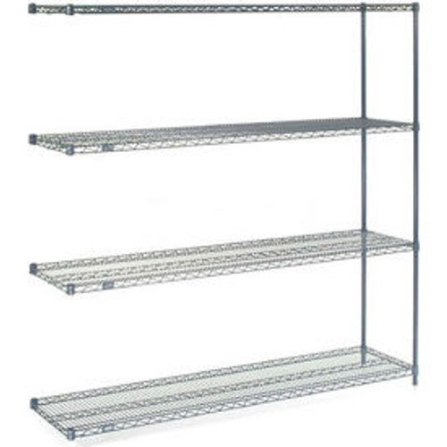 Nexel Nexelon, 4 Tier, Wire Shelving Add-On Unit, 60"W x 14"D x 74"H