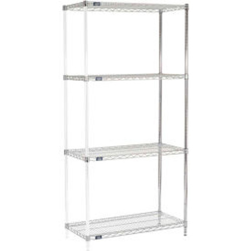 Nexel Chrome, 5 Tier, Wire Shelving Add-On Unit, 42"W x 24"D x 74"H