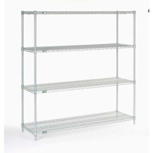 Nexel, Nexelate, Silver Epoxy, 5 Tier, Wire Shelving Starter Unit, 54"W x 24"D x 74"H