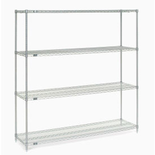 Nexel Poly-Z-Brite, 4 Tier, Wire Shelving Starter Unit, 72"W x 14"D x 86"H