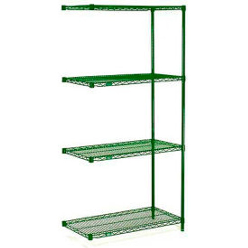 Nexel Poly-Green, 4 Tier, Wire Shelving Add-On Unit, 72"W x 21"D x 54"H