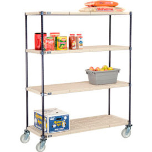 Nexelite Plastic Mat Shelf Truck w/Poly Swivel Casters, 54"L x 18"W x 69"H, White